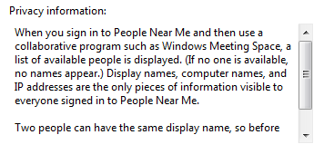Screenshot eines Textfelds für Datenschutzinformationen 