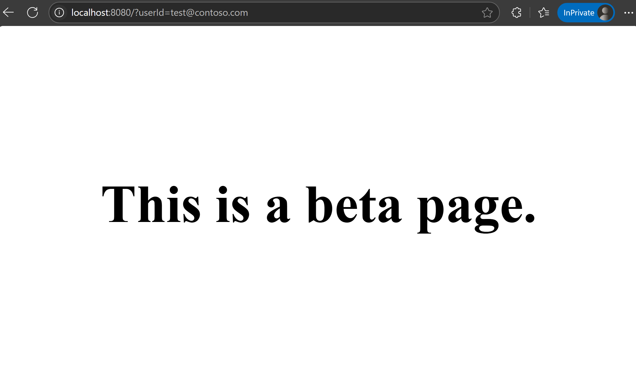 Screenshot of the app, showing the beta page.