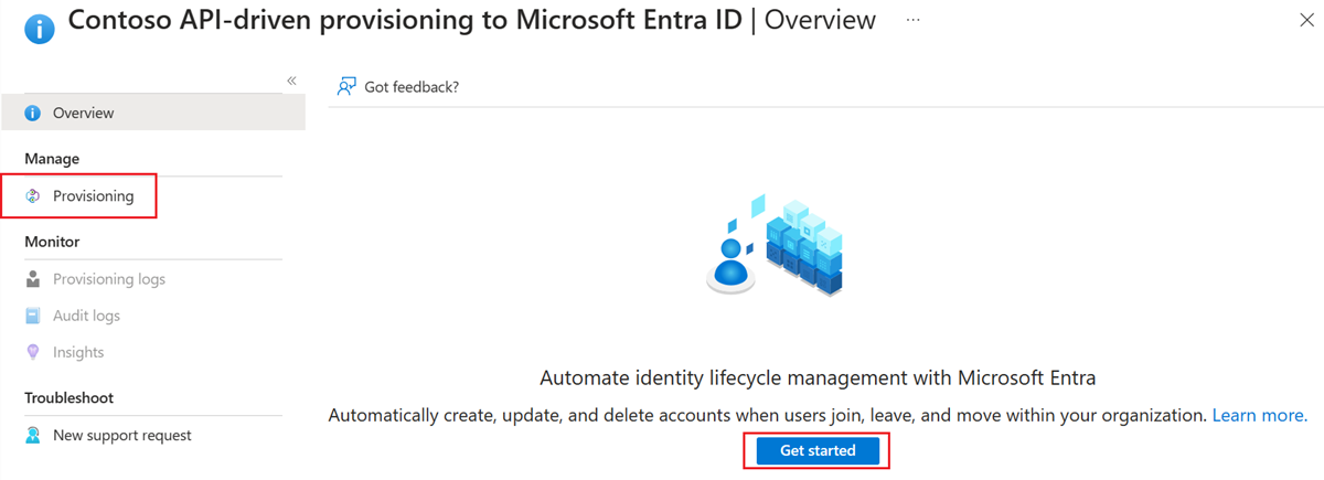 Screenshot of Get started button.