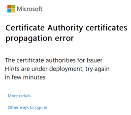Screenshot that shows the error users see if updates are in progress.