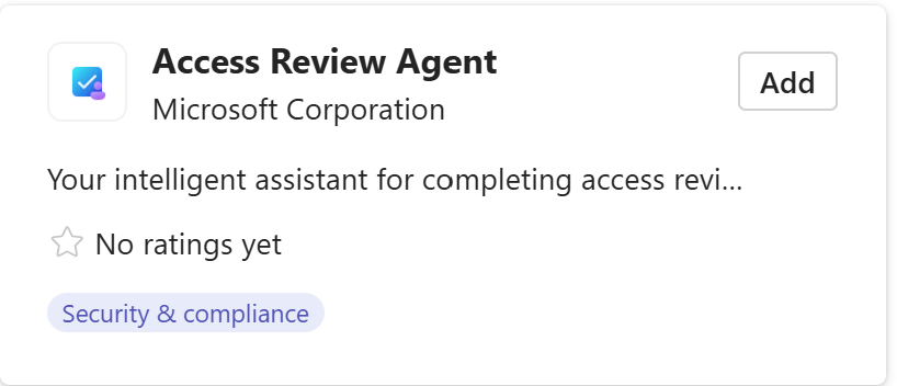 Screenshot of the Access Review Agent application in Microsoft Teams.