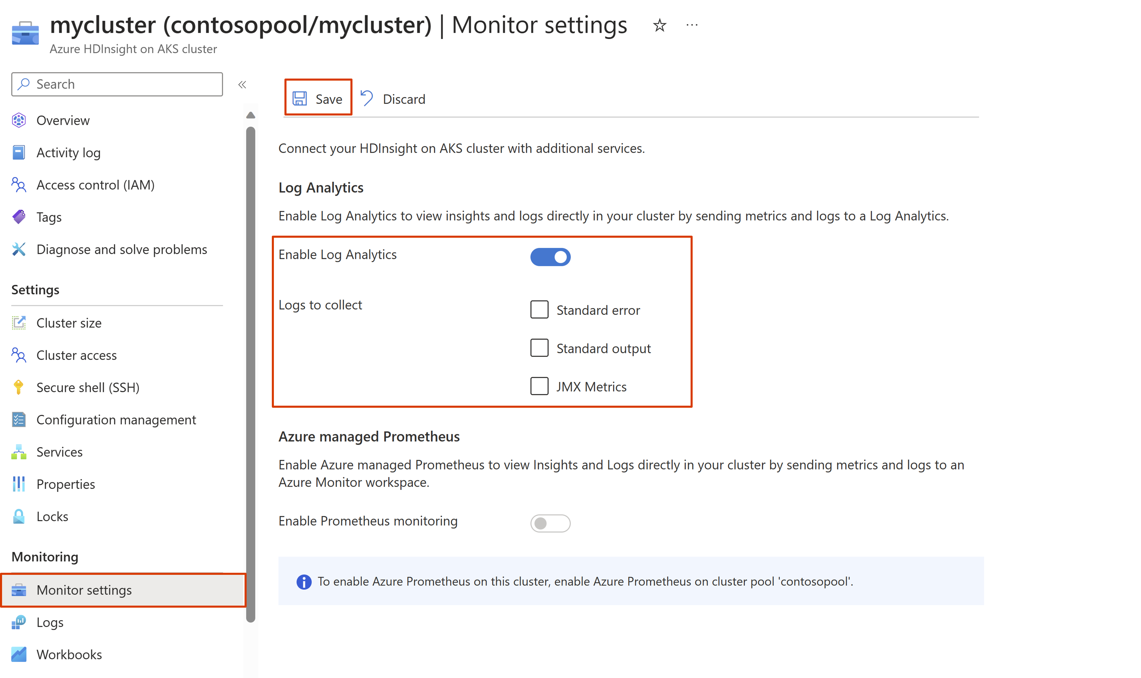 Screenshot showing how to select more log types.