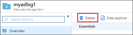 Delete Data Lake account Delete Data Lake Storage Gen1 account