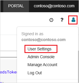 User settings Manage account