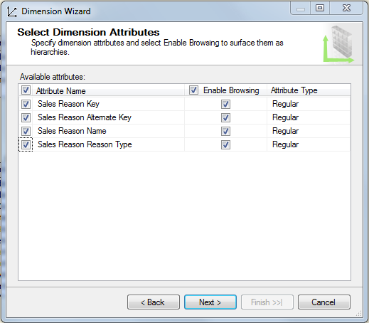Attributes list in new dimension Attributes list in new dimension