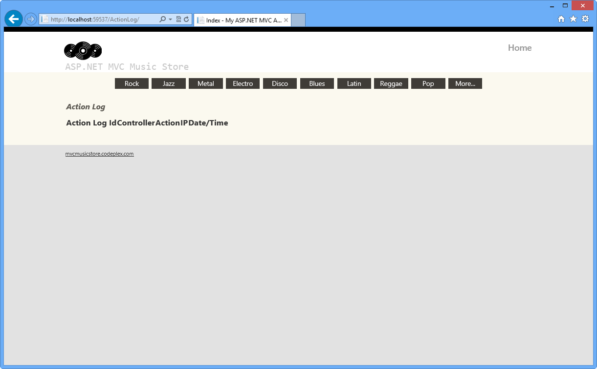 Action Log view Action Log view