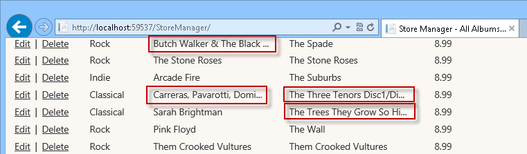 Truncated titles and artists names Truncated titles and artists names