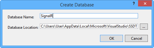 Creating the SignalR database Creating the SignalR database