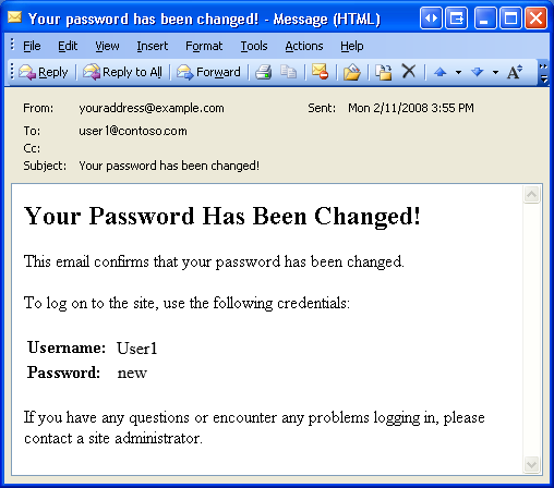 An Email Message Informs the User That Their Password has Changed
