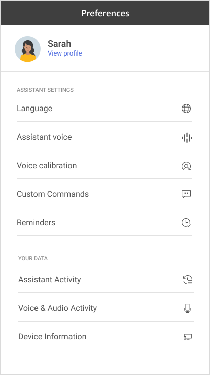 A diagram of User preferences.