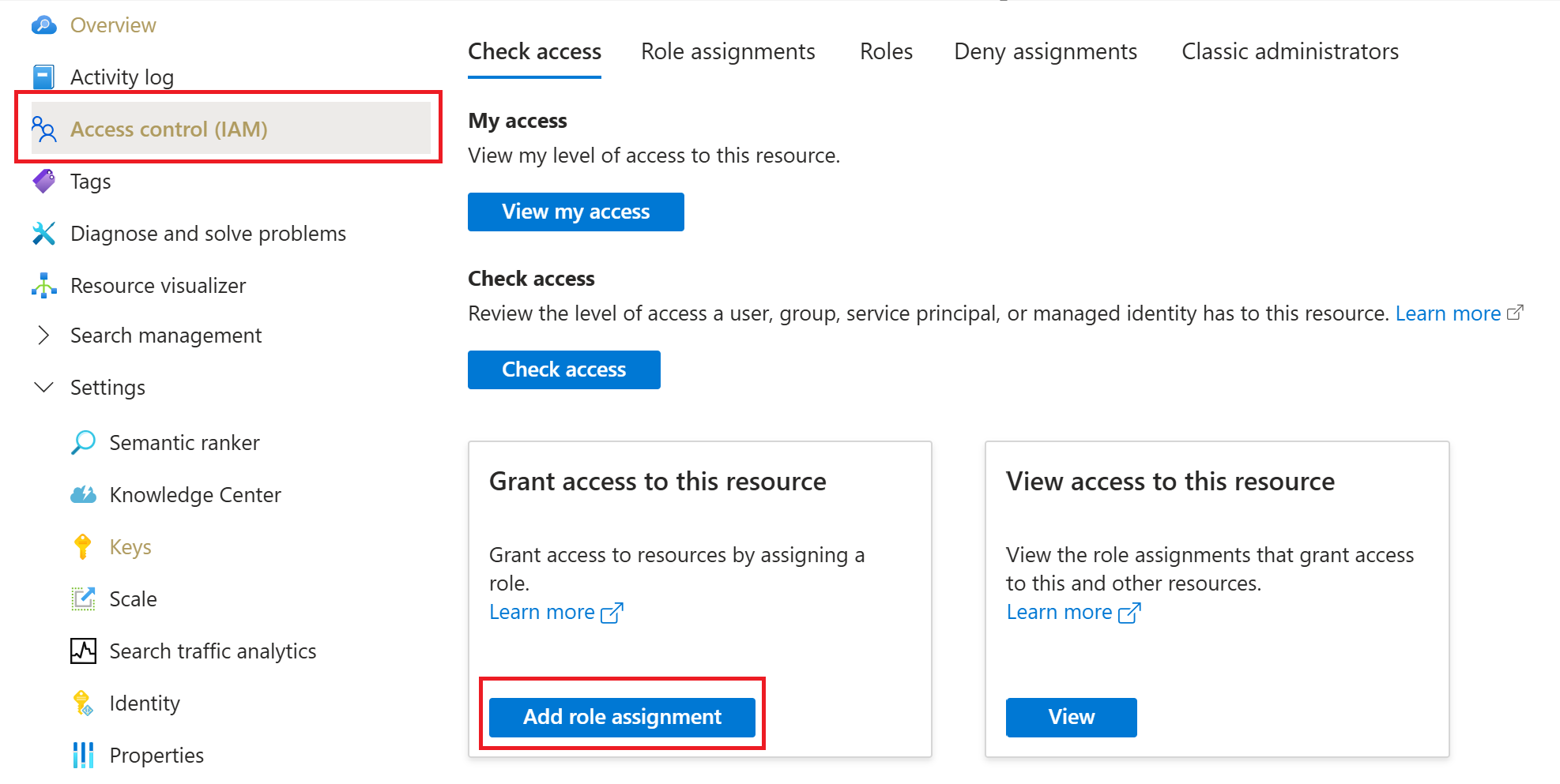 Screenshot of add role assignment selector in the Azure portal.