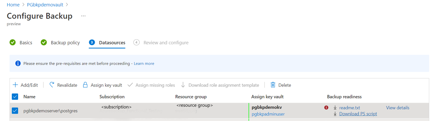 Screenshot that shows a Backup vault accessing secrets from a key vault.