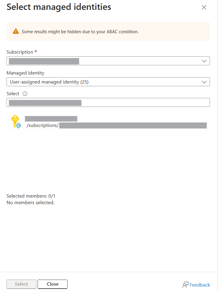 Select a Managed Identity
