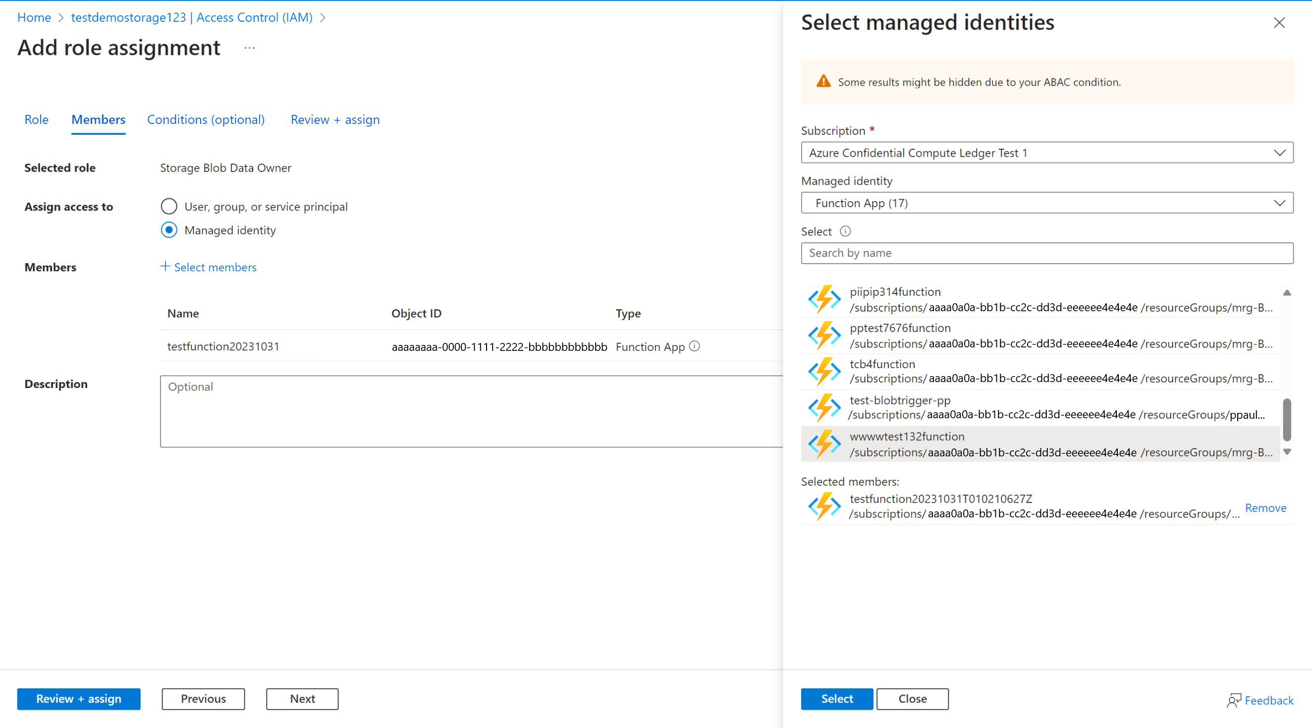 Screenshot that shows how to set up a managed identity for the managed app.