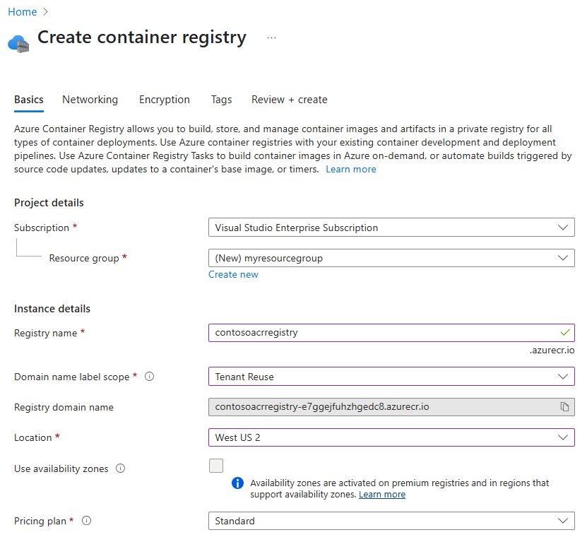 Screenshot of reviewing the Domain Name Label option and DNS name.