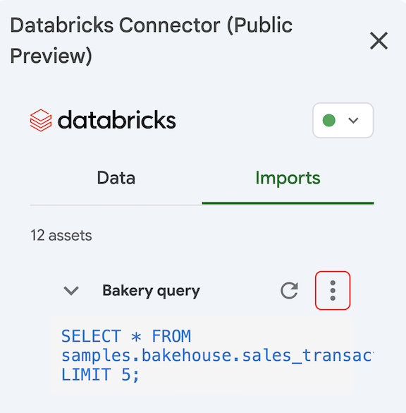 Manage imported Databricks data in Google Sheets