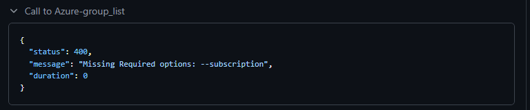 A screenshot showing the resource group tool being called.