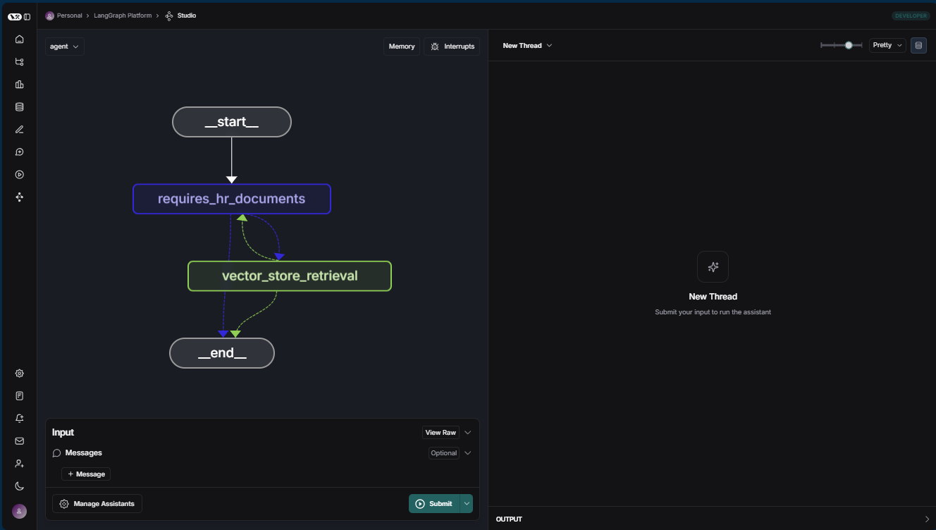 Screenshot of LangSmith Studio with a graph loaded.