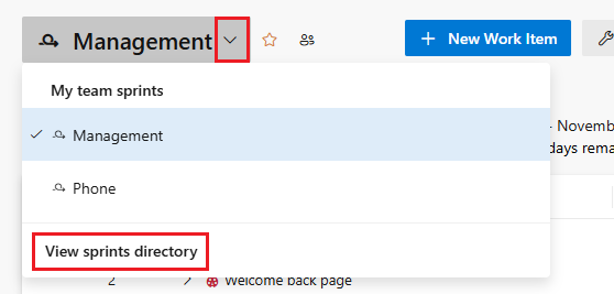 Screenshot that shows the selector for choosing another team.