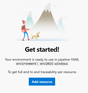 Screenshot of the new environment created message.