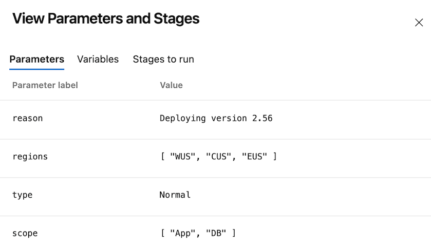 Screenshot of parameter values. Screenshot of parameter values.