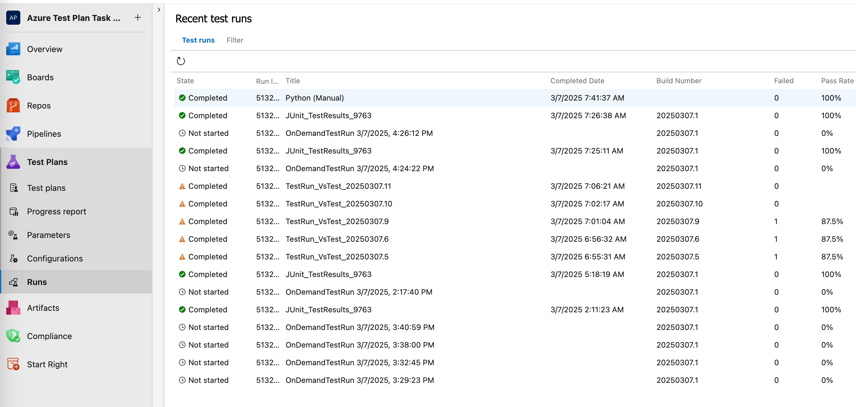 Screenshot shows viewing the test plan.