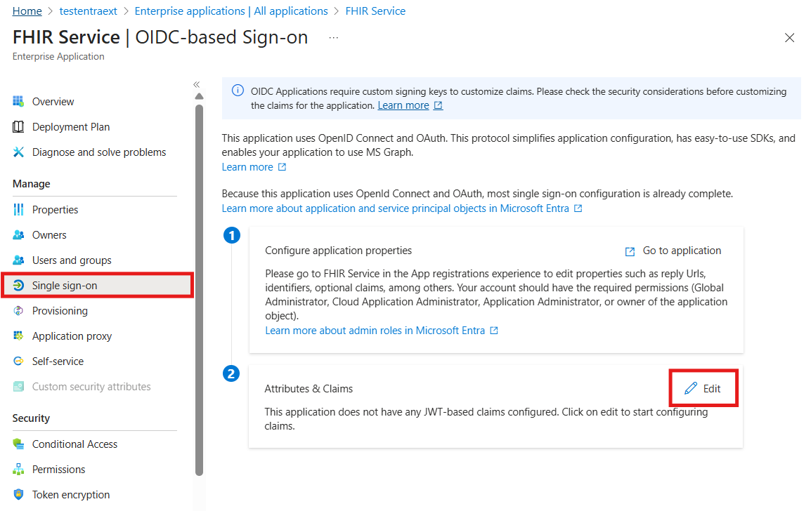 Screenshot showing the Single sign-on (Preview) configuration page in Microsoft Entra External ID.
