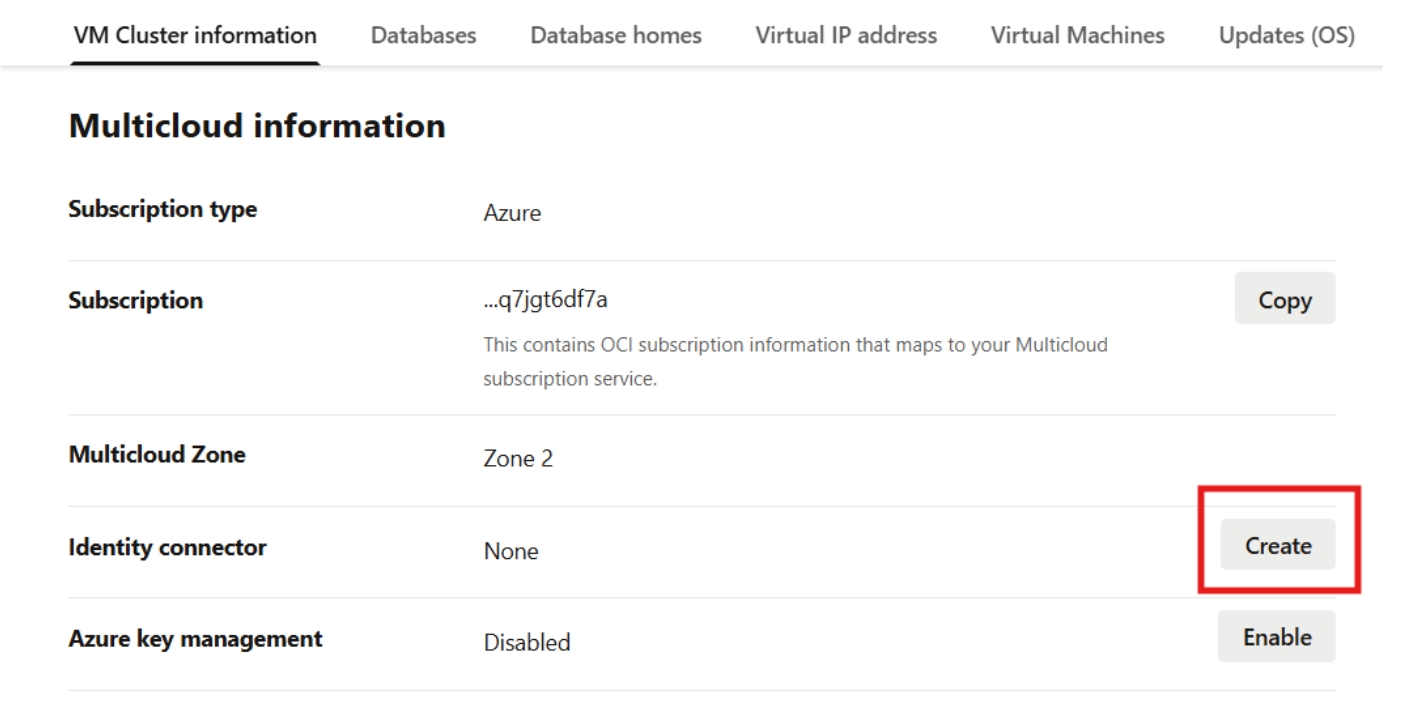 Screenshot that shows the button for creating an identity connector.