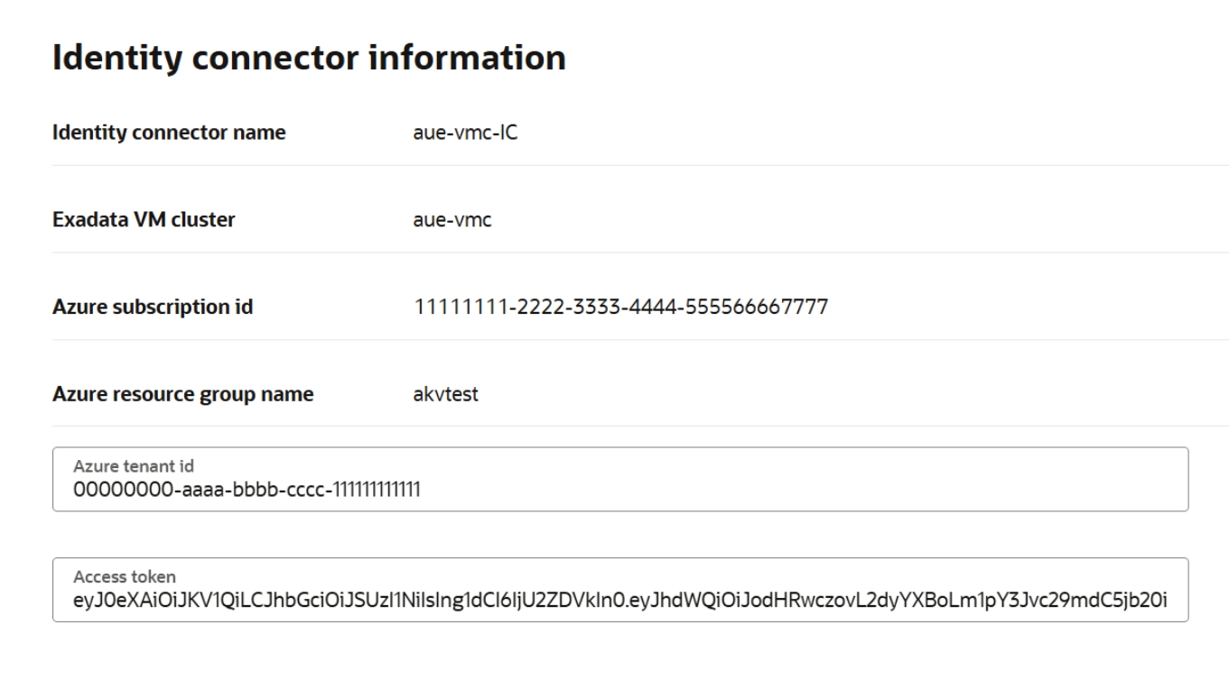 Screenshot that shows where to find identity connector information.