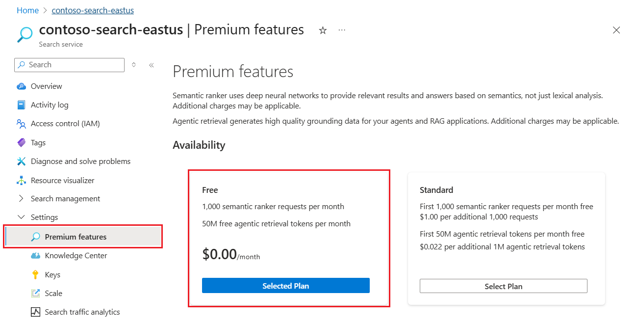 Screenshot of enabling semantic ranking in the Azure portal.