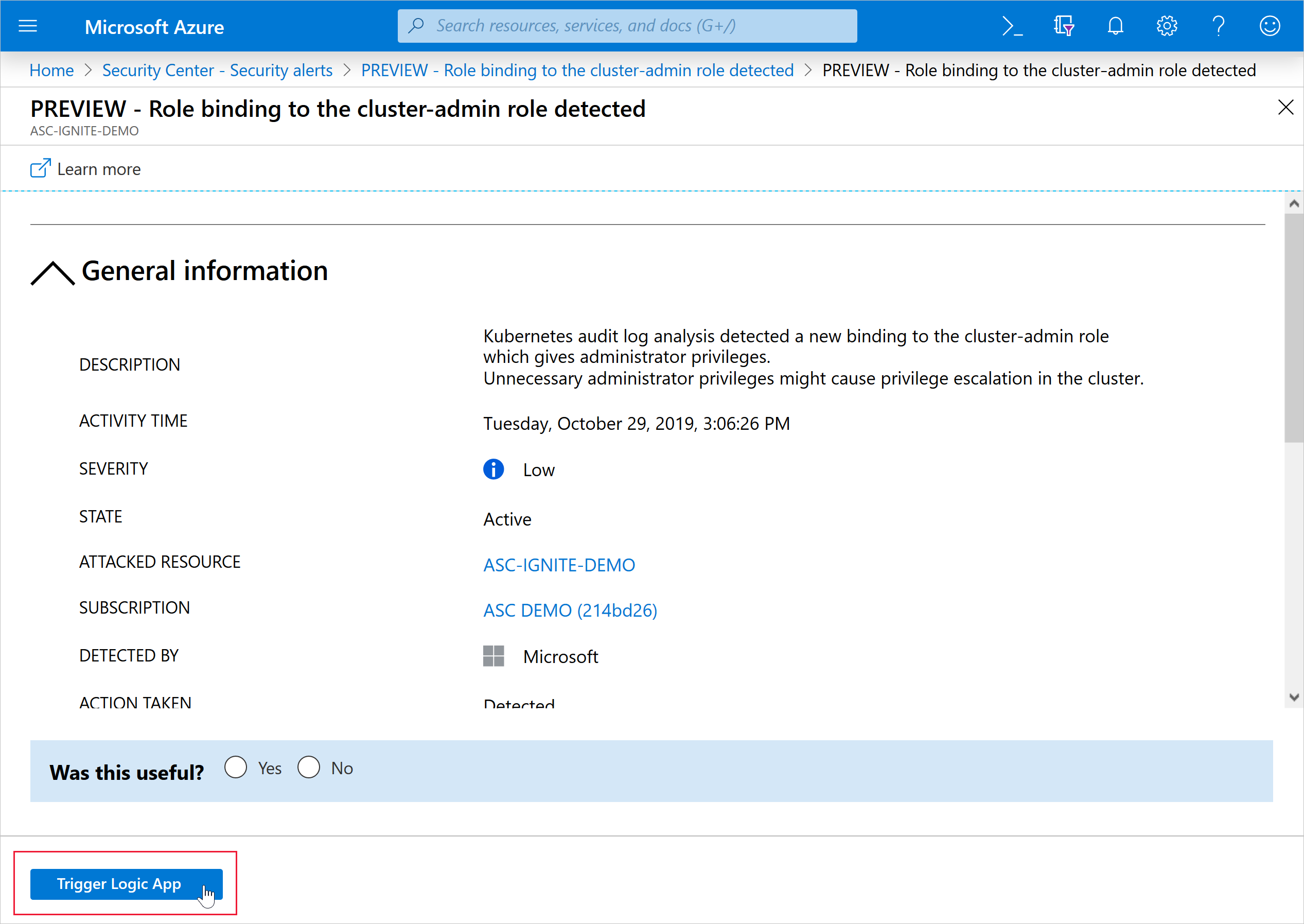 Screenshot that shows how to manually trigger a logic app.