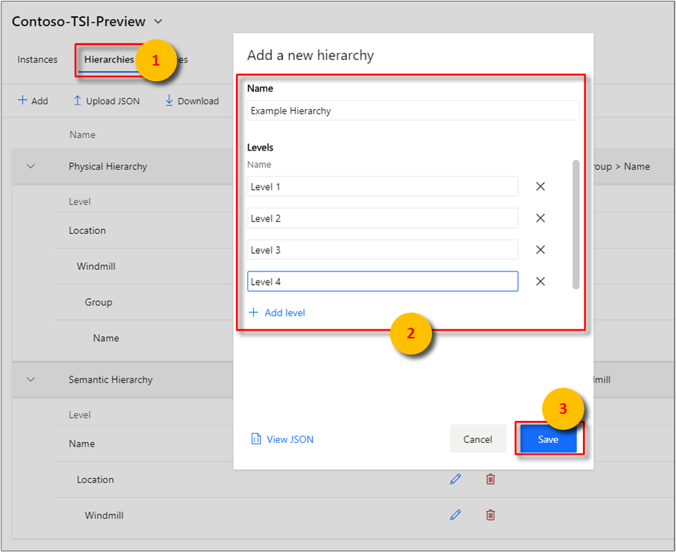 Specify hierarchy details.
