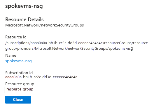 Screenshot of resource details for network manager from analysis intent results.