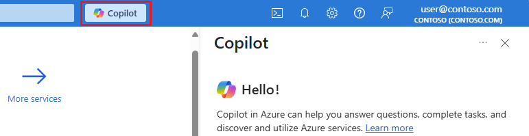 <Screenshot of the Copilot icon in the Azure portal.>