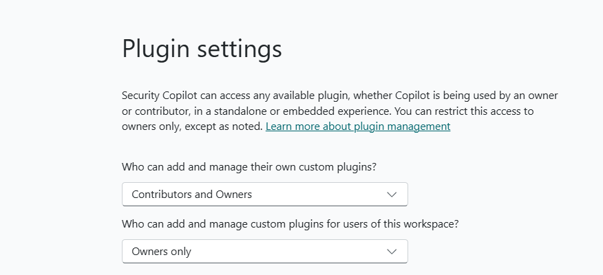 Screenshot of plugin control options.