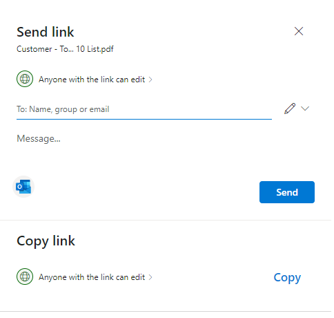 Share file in OneDrive.