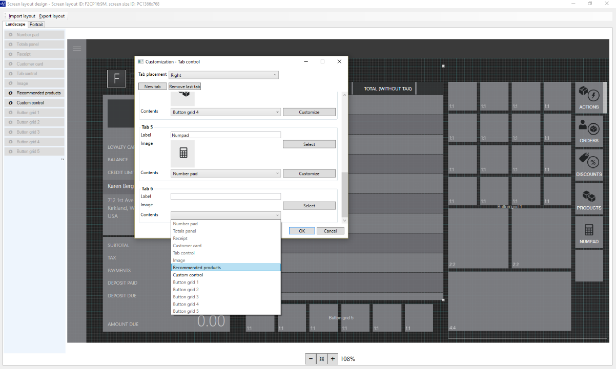 Selecting Recommended products in the Contents field.