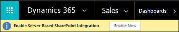 Enable Server-Based SharePoint Integration alert Enable Server-Based SharePoint Integration alert.