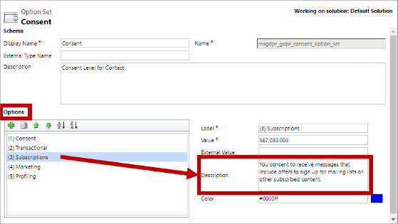 Consent option-set values available to confirmation request messages Consent option-set values available to confirmation request messages.