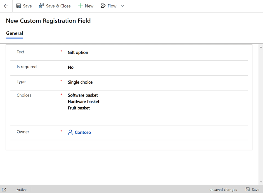 Example custom registration field setup Example custom registration field setup.