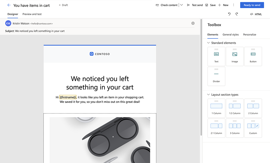 Email editor screenshot Email editor screenshot.