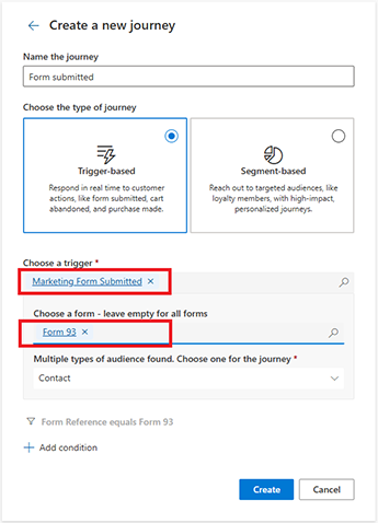 Create trigger-based journey.