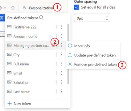 Screenshot of removing predefined dynamic text Screenshot of removing predefined dynamic text.