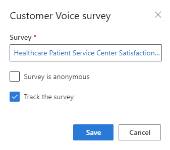 Customer Voice survey options screenshot Customer Voice survey options screenshot.