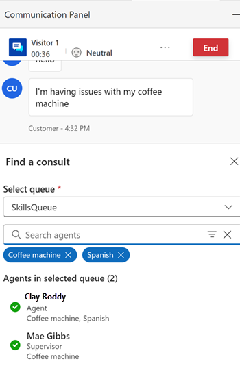 Select the people icon to add the secondary representative to the conversation.
