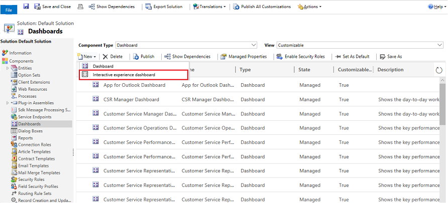 Select interactive experience dashboard Select interactive experience dashboard.