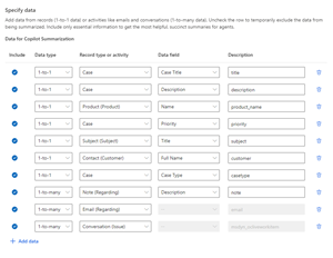 Screenshot of the data attributes that copilot uses