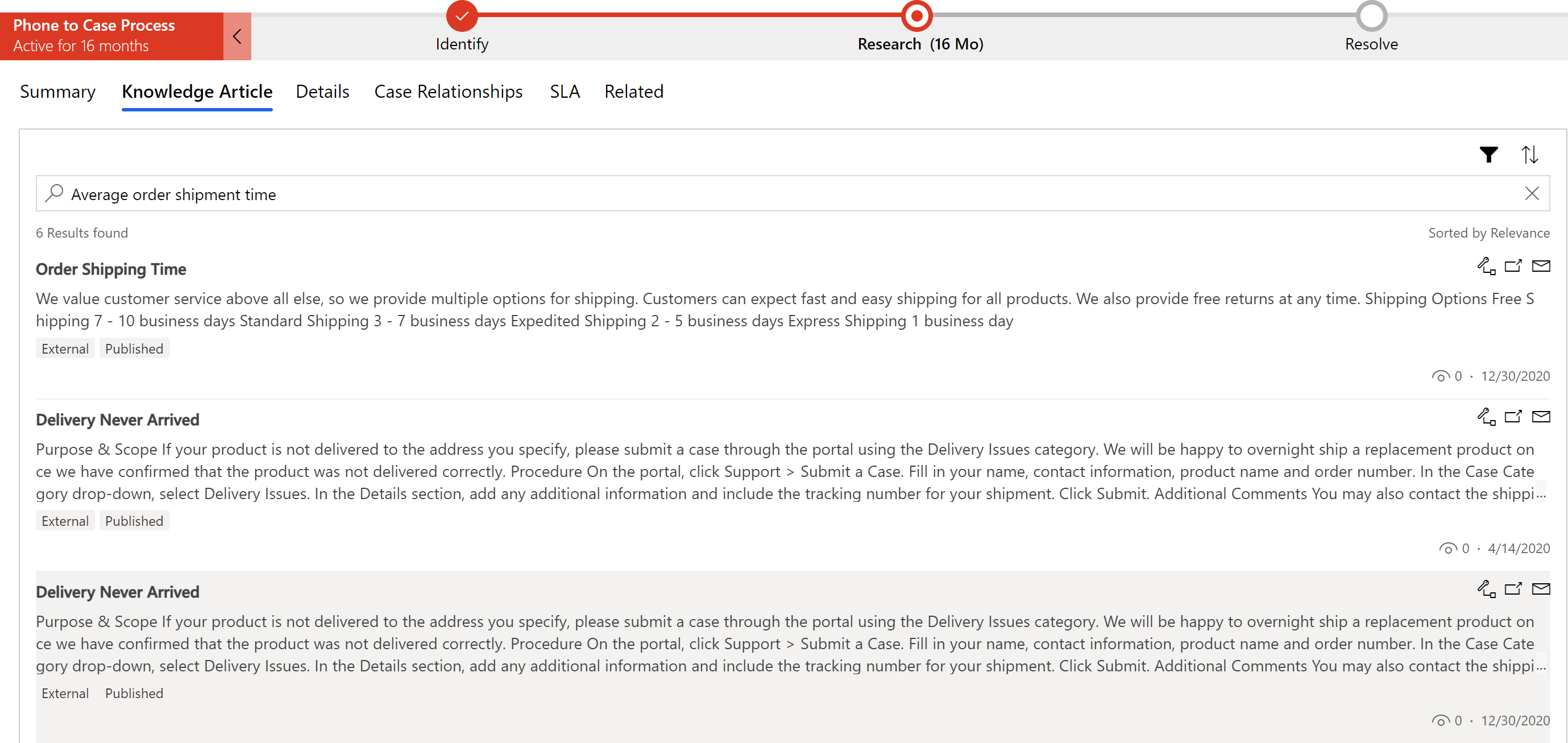 Knowledge control standard view View new section.