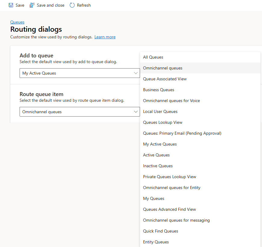 Screenshot of routing dialogs.