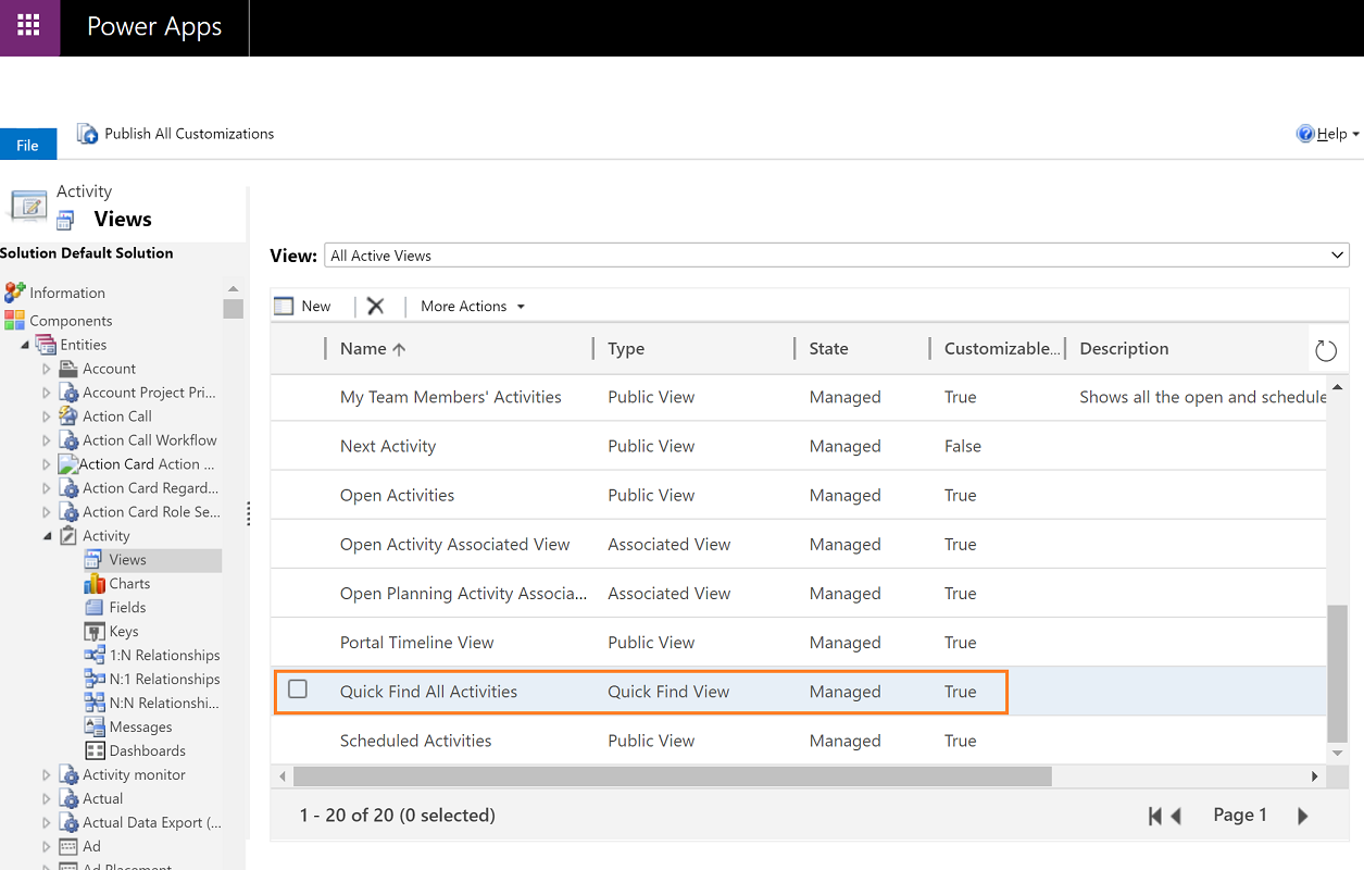 Select Views Views page.